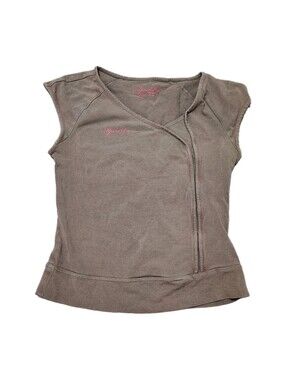 Vintage Y2k Alpine Pro Shirt Womens XS baby Tee V Neck 90s Brown